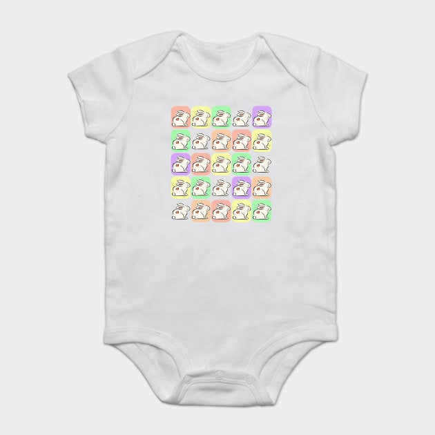 White Bunnies Patchwork Baby Bodysuit by HolidayBug